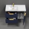 Wall Mounted Bathroom Vanity, Modern, Blue, 36